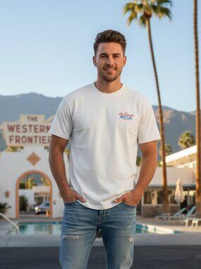 Western Frontier Palm Springs Hacienda Motel Graphic Tee XXL Retro Travel NWT